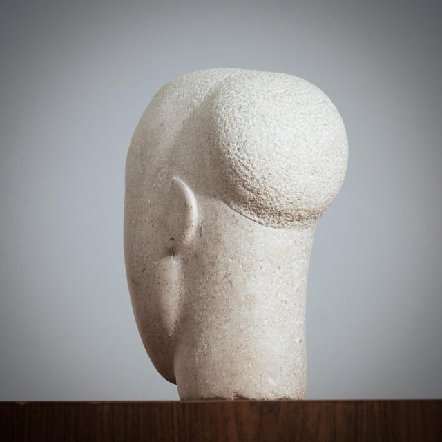 Cream Modernist Bust Sculpture, 1980s, Sandstone For Sale - Image 8 of 15
