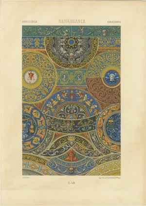 Jesta, Renaissance Ceiling Ornament, Plate LIX, 1869, Print