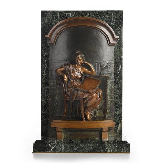 Bronze Bas-Relief on Marble Base by L-E Barrias For Sale - Image 8 of 8