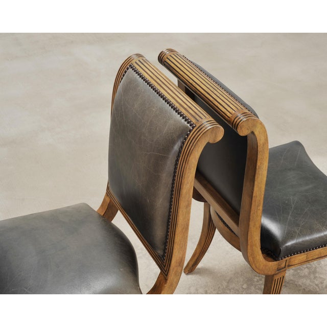 Late 20th Century Set of Six Michael Taylor Regency Style Leather Dining Chairs For Sale - Image 5 of 18