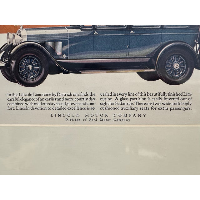 Art Deco 1927 Original Lincoln Advertising, Stark Davis, Art Deco, Matted For Sale - Image 3 of 5