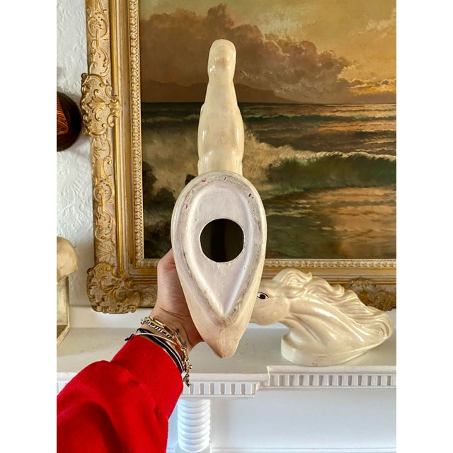 Antique White 1950s Vintage Mid-Century Modern Large Porcelain Horse Heads, Pair For Sale - Image 8 of 8