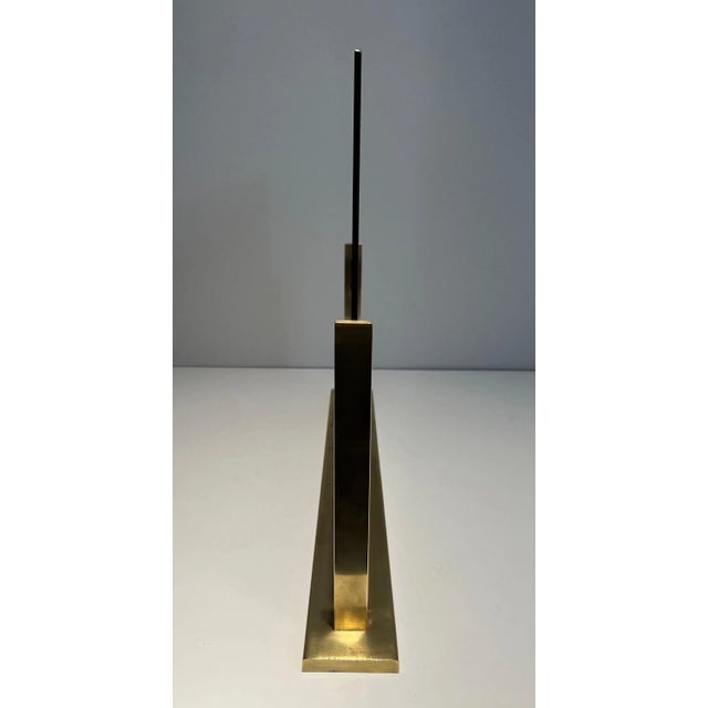 Metal Smoked Glass and Brass Fireplace Screen For Sale - Image 7 of 13