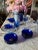 Glass Set of 4 Hand Blown Aquamarine Salad or Dessert Plates French Glass Blower Made For Sale - Image 7 of 10