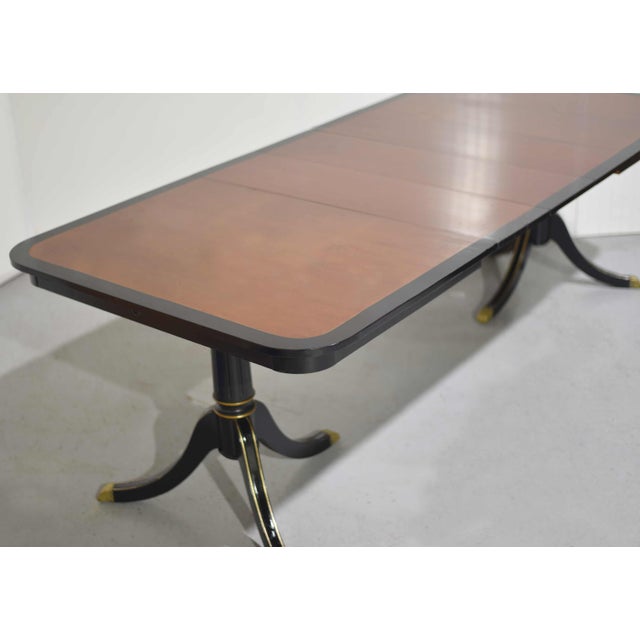 Mid Century Black Banded Dining Table With Extensions 95in For Sale In Chicago - Image 6 of 11