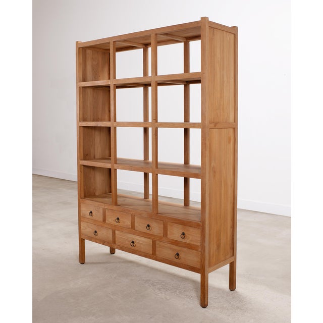 Late 20th Century 20th Century Teak Twelve-Compartment Étagère Display Cabinet For Sale - Image 5 of 18