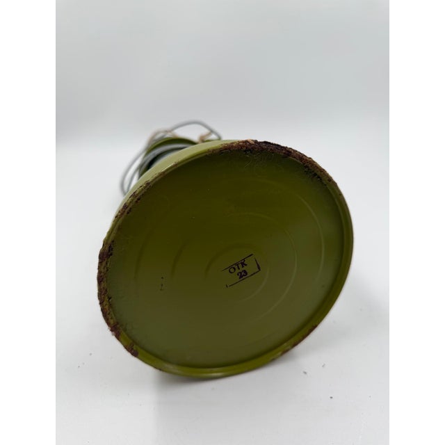Kerosene Storm Lamp in Green Lacquered Metal and Glass For Sale - Image 13 of 14