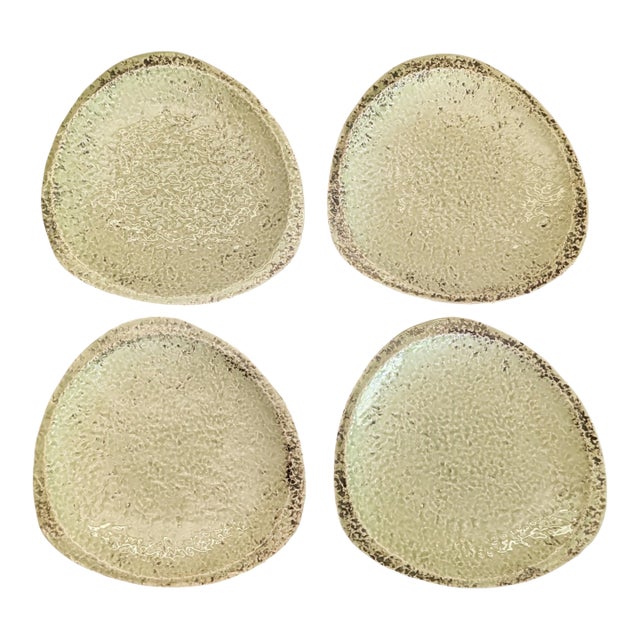 Adiano Tolomei Fortunata Casa Mia Green Triangular Plates Italy Set of 4 For Sale