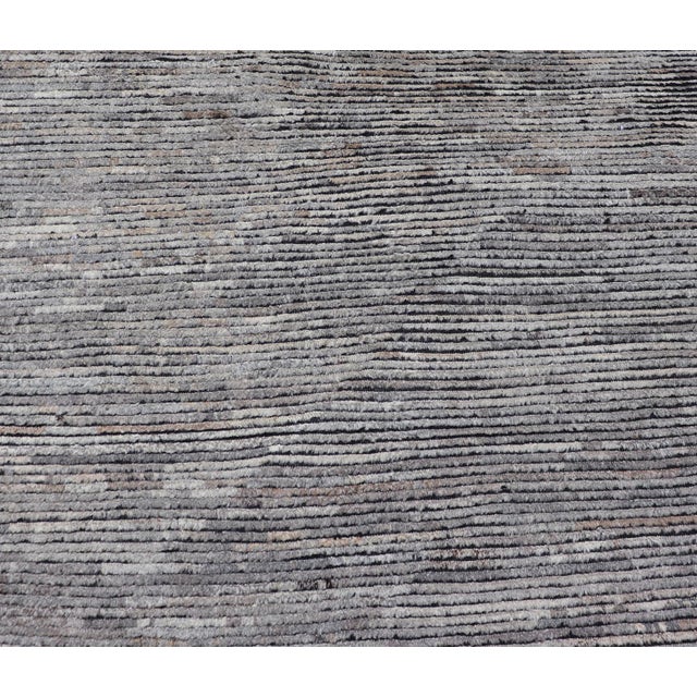 Textile Modern Moroccan Style Tribal Long Runner in Shades of Gray All-Over Design For Sale - Image 7 of 10