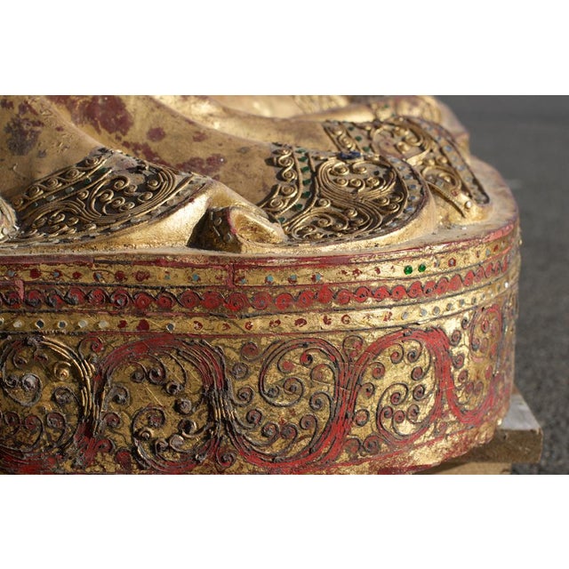 Buddha in Gilded Wood, Asia, 1950s For Sale - Image 11 of 18