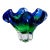 Josef Hospodka Chribska Czech Hand Blown Art Glass Vase Bowl Blue Green Ruffled Edge Centerpiece (8" Diameter) For Sale