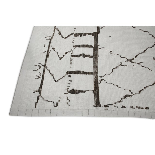 Contemporary Early 21st Century Beige & Brown Modern Moroccan Style Wool Rug 10' X 14'9" For Sale - Image 3 of 8