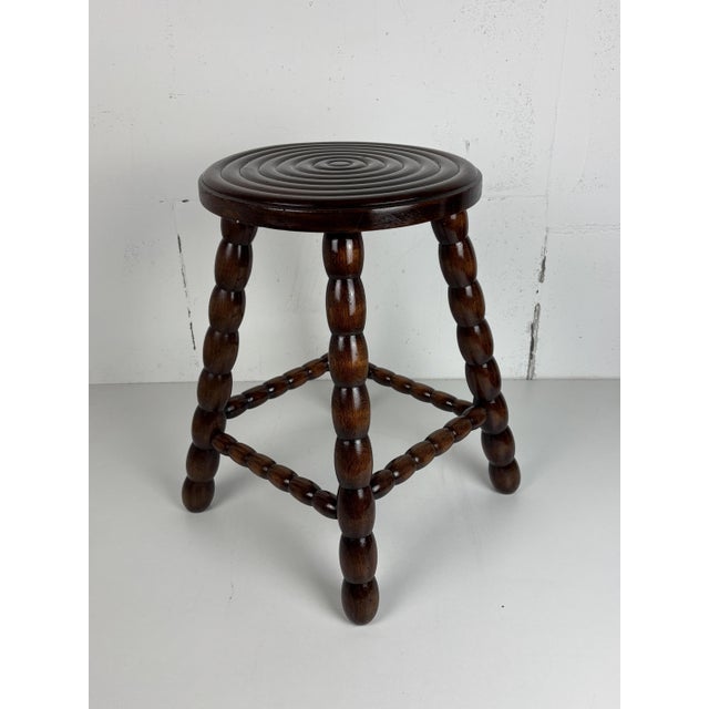 Mid-Century Turned Wood Bobbin Stool in the style of Charles Dudouyt, France, 1950s For Sale - Image 9 of 18
