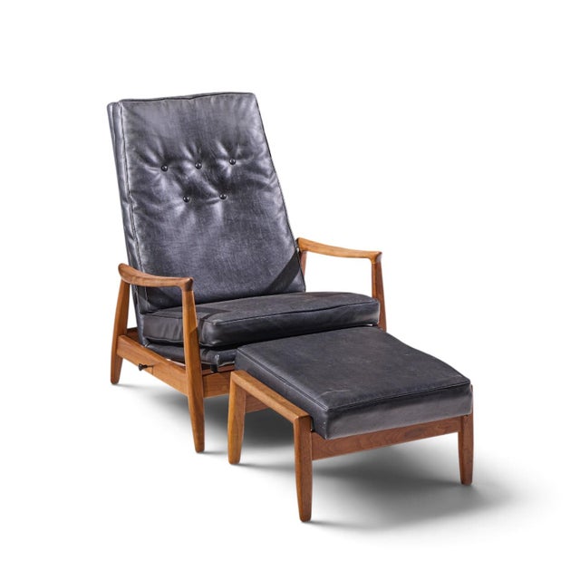 Milo Baughman for James Inc. Mid Century Reclining Lounge Chair With Ottoman For Sale - Image 9 of 9