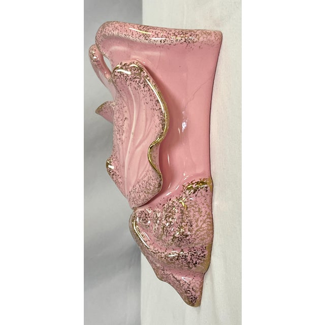 Pink Mid Century California Originals Ceramic Wall Pocket With Pink and Gold Speckle Finish For Sale - Image 8 of 12