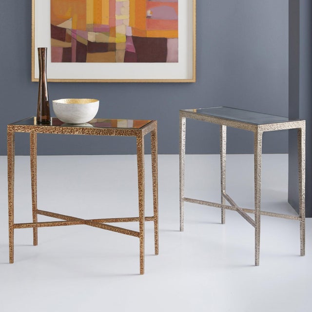 Traditional Modern History Texture Chairside Table - Antique Aluminum For Sale - Image 3 of 4