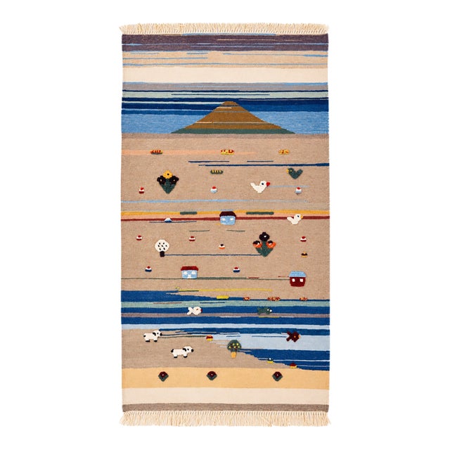 Vintage Turkish Pictorial Kilim Rug, 3'1" X 5'7" For Sale