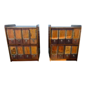 Pair of Antique Civil War Woodruff's Wooden Oak & Pinewood File Cabinets