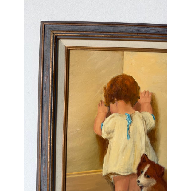 1990s Vintage “In Disgrace” Child & Dog Painting After Bessie Peyse Gutmann - j.e. Small, S.j. For Sale - Image 5 of 12