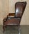 Vintage Pair of Chesterfield Chestnut Brown Leather Wingback Armchairs & Footstools For Sale - Image 14 of 18
