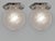 Muller freres A beautiful pair of French art deco flush mounts. The bases in nickel plated solid brass or bronze hold...