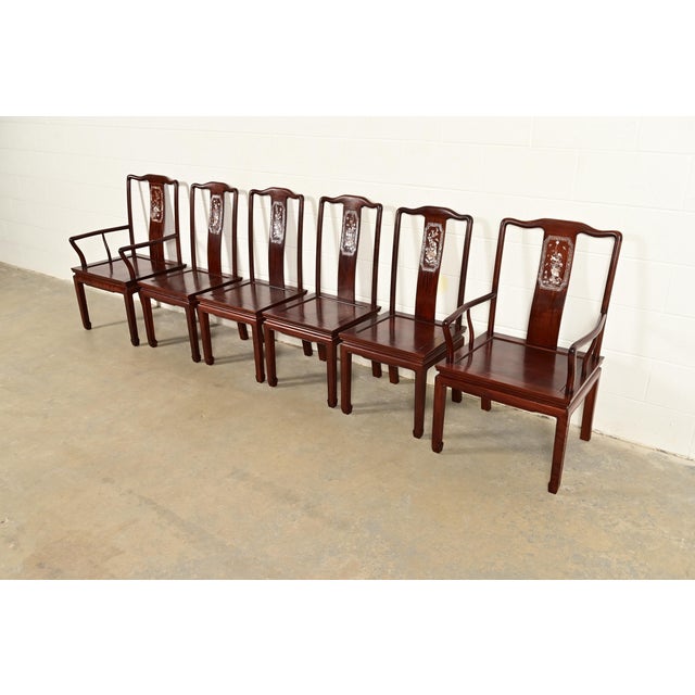 Antique Chinese Carved Rosewood Dining Chairs With Mother of Pearl Inlay, Circa 1890s For Sale - Image 12 of 15