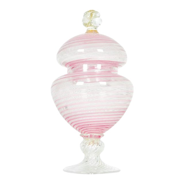 Vintage Murano Glass Decorative Covered Dish For Sale