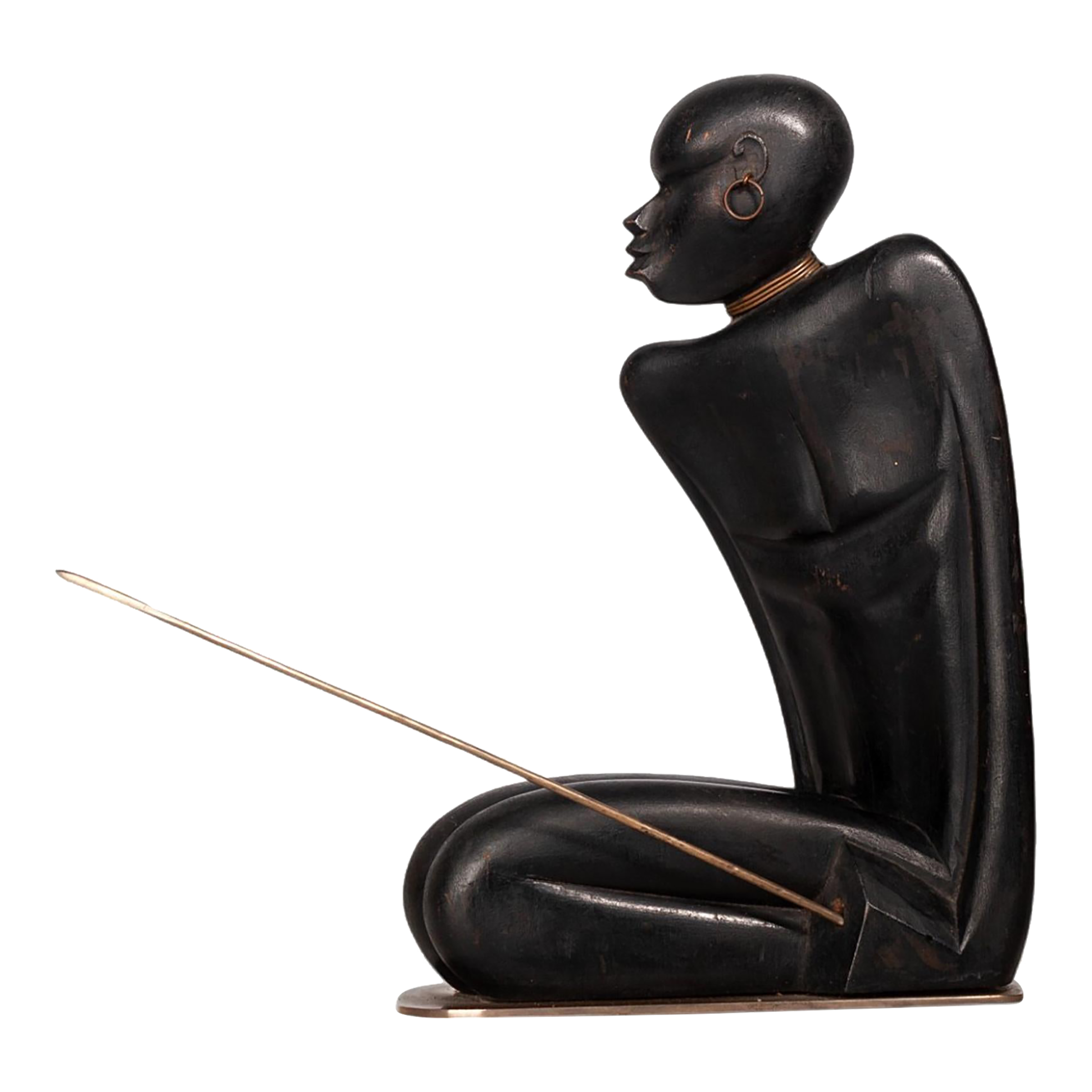 Early 20th Century Art Déco Black Wood Sculpture of an African
