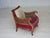 1930s, Danish armchair. Original red furniture velour, handcarved ash wood, furniture mesh, brass springs in the seat....