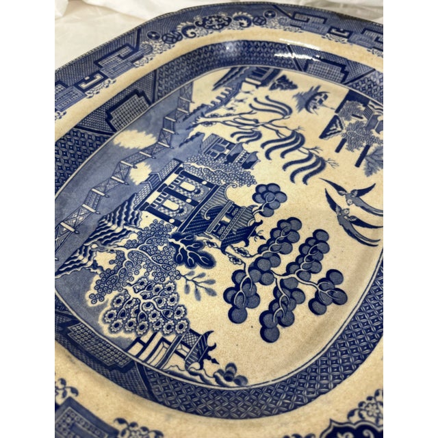 Large antique blue willow platter chairish