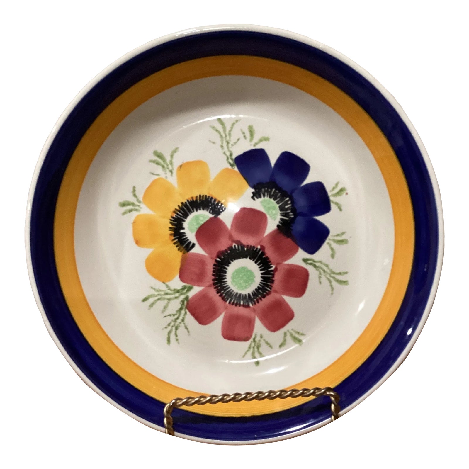 1980s Vintage Cbm Faenza Forte Large Hand Painted Fruit Bowl
