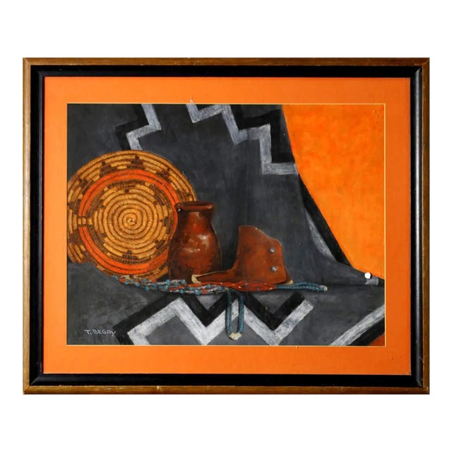 Southwestern Still Life Pastel Painting by T. Begay For Sale