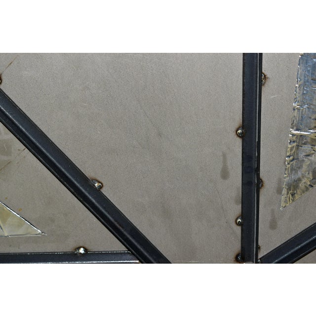 1980s Vintage Custom Square Metal Bronze Coffee Table With Geometric Copper and Silver Square and Rectangular Patterns For Sale - Image 9 of 11