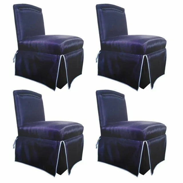 Connoisseur 'Onassis' Designer Exotic Woven Horsehair & Leather Slipper Chairs - Set of 4 For Sale - Image 9 of 9
