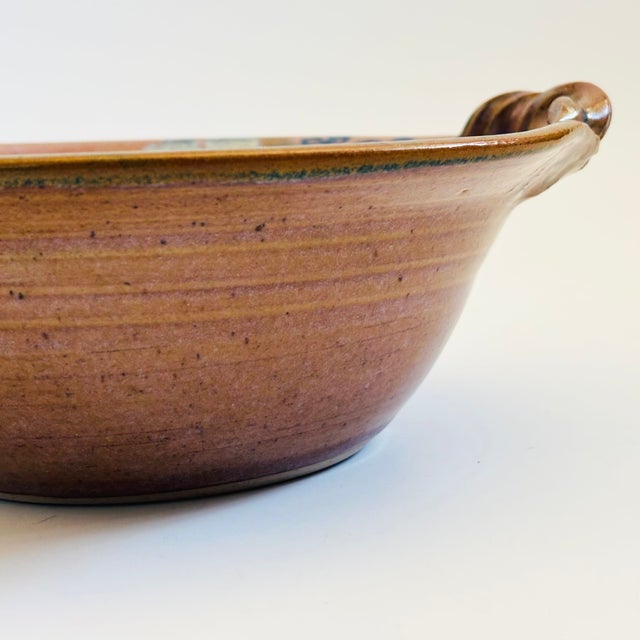 Purple Vintage Purple Flower Studio Pottery Bowl For Sale - Image 8 of 10