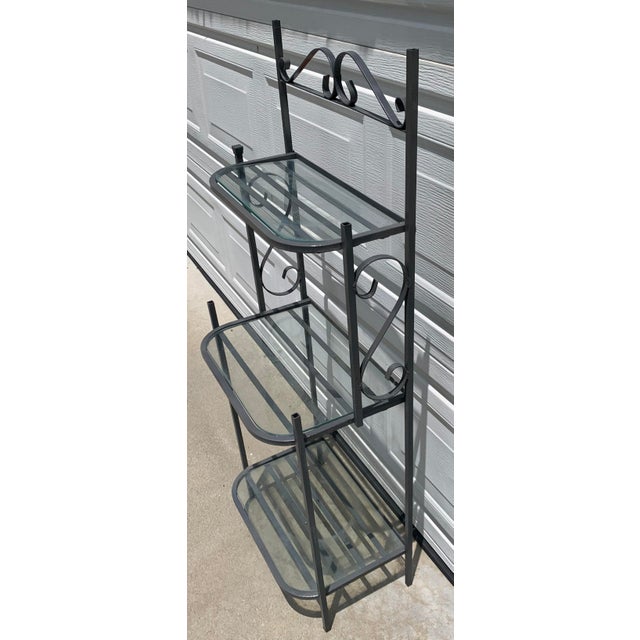 1990s Vintage Grey Wrought Iron Bakers Rack Chairish