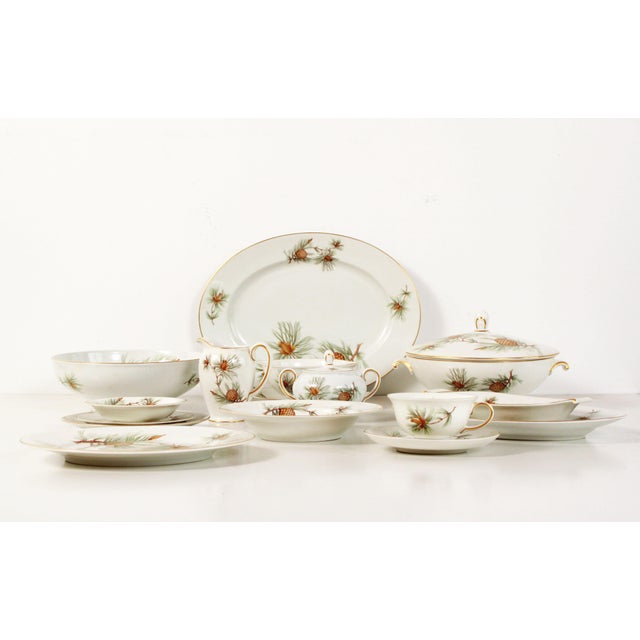 Vintage Rosenthal China Pine Needles Dinnerware Set Service for 12
