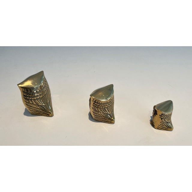 1970s Set of 3 Small Decorative Brass Owls For Sale - Image 6 of 12