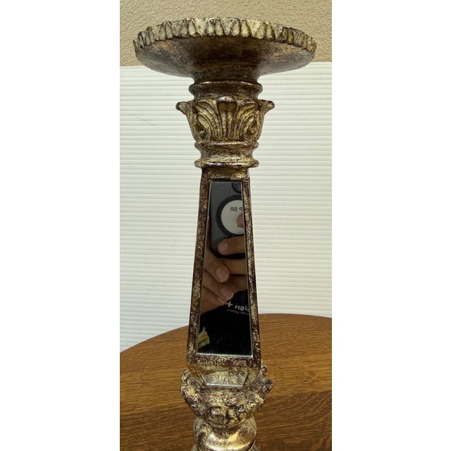 Neoclassical Revival Mirrored Column Candleholders, Pair For Sale - Image 12 of 12
