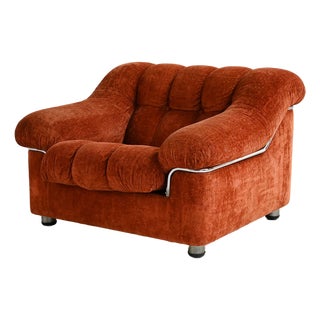 Vintage Orange Velvet Armchair, 1970s For Sale