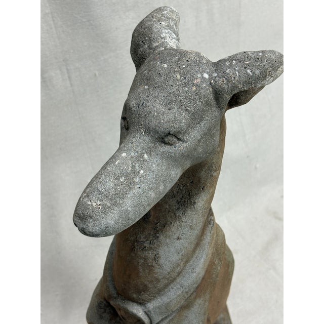 Stone Mid 20th Century Cast-Stone Greyhound Garden Sculpture For Sale - Image 7 of 9