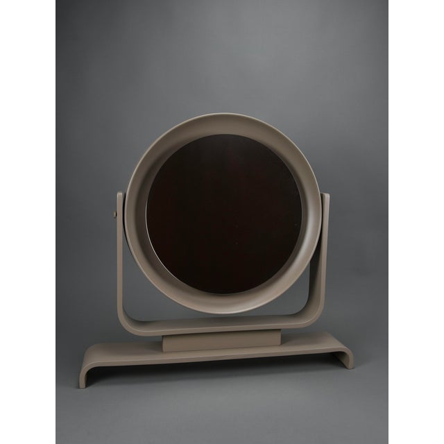 Postmodern Italian Vanity Mirror in Taupe Lacquered Wood, 1980s For Sale - Image 3 of 15