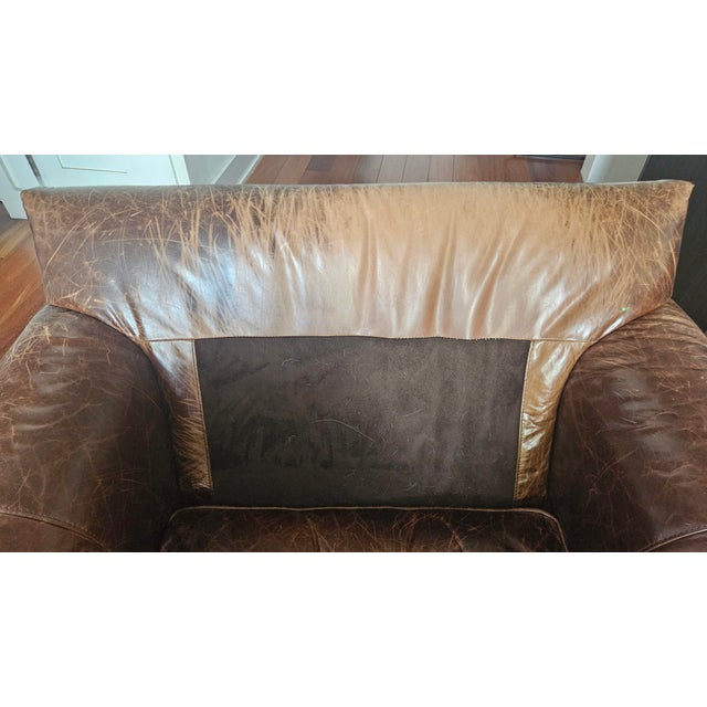 Restoration Hardware Restoration Hardware Lancaster Brown Leather Luxe Depth Club Chairs For Sale - Image 4 of 15
