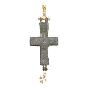 Antique Byzantine Cross with Gold Dangle 21K