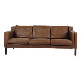 Danish Three-Seater Sofa in Brown Leather from Stouby, 1960s For Sale