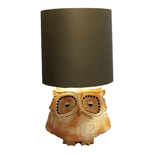 Ceramic Owl Lamp, 1950s For Sale