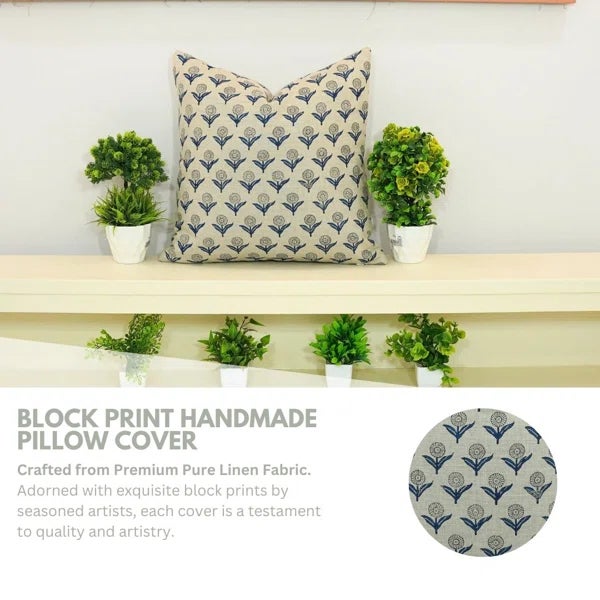 Add a burst of handcrafted charm to your home with Fabdivine’s Genda Pushp block print cushion cover. Made from pure...
