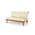Mid-Century Modern Rishon Teak Outdoor Love Seat - Canvas Birds Eye For Sale - Image 3 of 5