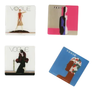 Vogue Cocktail Coasters With Figurative Fashion Art Deco Designs, Set of 4