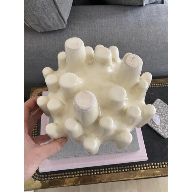 Ceramic Coral-Shaped Italian Sculptural Beige Ceramic Vase attributed to Bertoncello, 1960s For Sale - Image 7 of 18